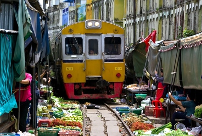 Train Market in Thailand